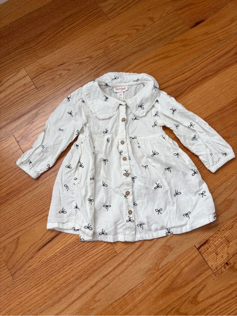 Cat & Jack White Dress with Black Bow Print